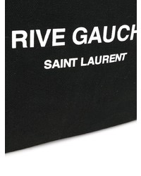 schwarze bedruckte Segeltuch Clutch Handtasche von Saint Laurent
