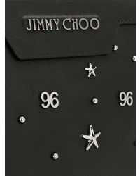 schwarze bedruckte Segeltuch Clutch Handtasche von Jimmy Choo