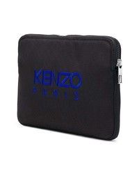 schwarze bedruckte Segeltuch Clutch Handtasche von Kenzo