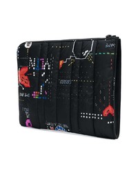 schwarze bedruckte Segeltuch Clutch Handtasche von Valentino