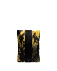 schwarze bedruckte Segeltuch Clutch Handtasche von Raf Simons