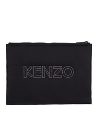 schwarze bedruckte Segeltuch Clutch von Kenzo