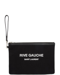 schwarze bedruckte Segeltuch Clutch von Saint Laurent