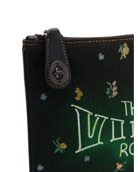 schwarze bedruckte Segeltuch Clutch von Coach