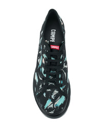 schwarze bedruckte Segeltuch Derby Schuhe von Camper