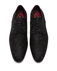 schwarze bedruckte Segeltuch Derby Schuhe von Dolce & Gabbana
