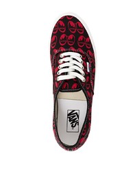 schwarze bedruckte Segeltuch niedrige Sneakers von Vans