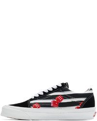 schwarze bedruckte Segeltuch niedrige Sneakers von Vans