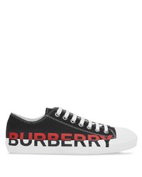 schwarze bedruckte Segeltuch niedrige Sneakers von Burberry
