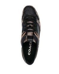 schwarze bedruckte Segeltuch niedrige Sneakers von Coach