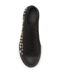 schwarze bedruckte Segeltuch niedrige Sneakers von Burberry