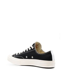 schwarze bedruckte Segeltuch niedrige Sneakers von Comme Des Garcons Play