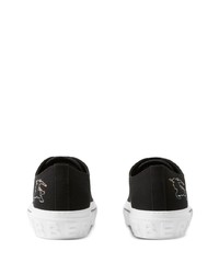 schwarze bedruckte Segeltuch niedrige Sneakers von Burberry