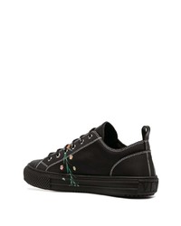 schwarze bedruckte Segeltuch niedrige Sneakers von Valentino Garavani