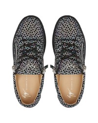 schwarze bedruckte Segeltuch niedrige Sneakers von Giuseppe Zanotti