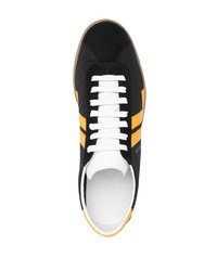 schwarze bedruckte Segeltuch niedrige Sneakers von Lanvin
