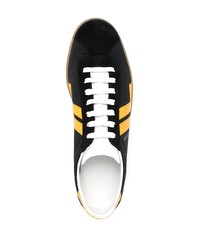 schwarze bedruckte Segeltuch niedrige Sneakers von Lanvin