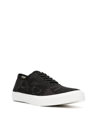 schwarze bedruckte Segeltuch niedrige Sneakers von Undercover