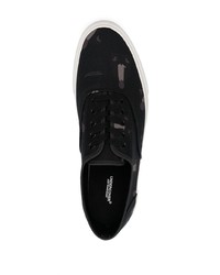 schwarze bedruckte Segeltuch niedrige Sneakers von Undercover