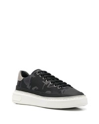 schwarze bedruckte Segeltuch niedrige Sneakers von Bally