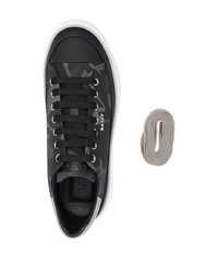 schwarze bedruckte Segeltuch niedrige Sneakers von Bally