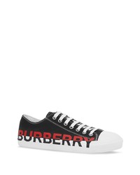 schwarze bedruckte Segeltuch niedrige Sneakers von Burberry