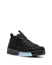 schwarze bedruckte Segeltuch niedrige Sneakers von Oamc
