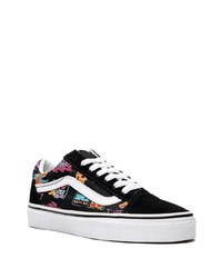 schwarze bedruckte Segeltuch niedrige Sneakers von Vans