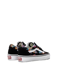 schwarze bedruckte Segeltuch niedrige Sneakers von Vans