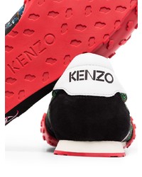 schwarze bedruckte Segeltuch niedrige Sneakers von Kenzo