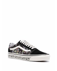 schwarze bedruckte Segeltuch niedrige Sneakers von Vans