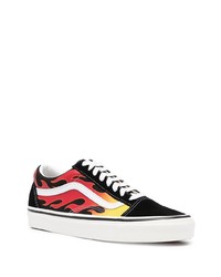 schwarze bedruckte Segeltuch niedrige Sneakers von Vans