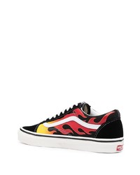 schwarze bedruckte Segeltuch niedrige Sneakers von Vans