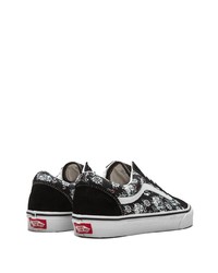 schwarze bedruckte Segeltuch niedrige Sneakers von Vans