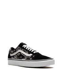 schwarze bedruckte Segeltuch niedrige Sneakers von Vans