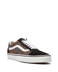 schwarze bedruckte Segeltuch niedrige Sneakers von Vans