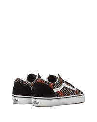 schwarze bedruckte Segeltuch niedrige Sneakers von Vans