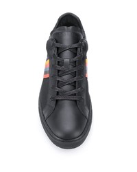 schwarze bedruckte Segeltuch niedrige Sneakers von Paul Smith