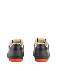 schwarze bedruckte Segeltuch niedrige Sneakers von Gucci
