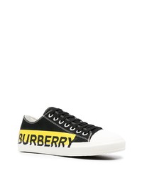 schwarze bedruckte Segeltuch niedrige Sneakers von Burberry