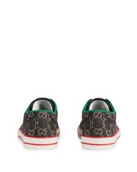 schwarze bedruckte Segeltuch niedrige Sneakers von Gucci