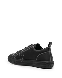 schwarze bedruckte Segeltuch niedrige Sneakers von Valentino Garavani