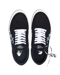 schwarze bedruckte Segeltuch niedrige Sneakers von Off-White