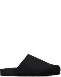 schwarze bedruckte Segeltuch Slipper von Moschino