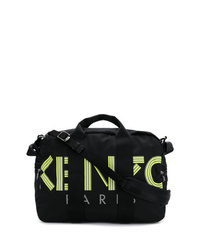 schwarze bedruckte Segeltuch Sporttasche von Kenzo