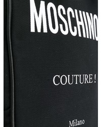 schwarze bedruckte Segeltuch Umhängetasche von Moschino
