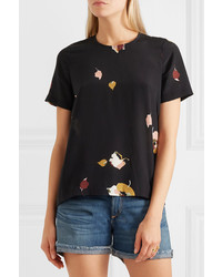 schwarze bedruckte Seide Bluse von Madewell