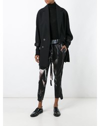 schwarze bedruckte Seidehose von Ann Demeulemeester