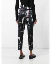 schwarze bedruckte Seidehose von Ann Demeulemeester