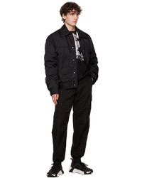 schwarze bedruckte Shirtjacke aus Nylon von Versace